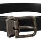 Dolce & Gabbana Black Plain Leather Vintage Logo Metal Buckle Belt