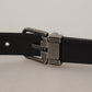 Dolce & Gabbana Black Plain Leather Vintage Logo Metal Buckle Belt