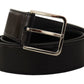 Dolce & Gabbana Black Calf Leather Logo Engraved Metal Buckle Belt