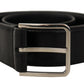 Dolce & Gabbana Black Calf Leather Logo Engraved Metal Buckle Belt