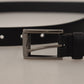 Dolce & Gabbana Black Calf Leather Vintage Steel Logo Buckle Belt