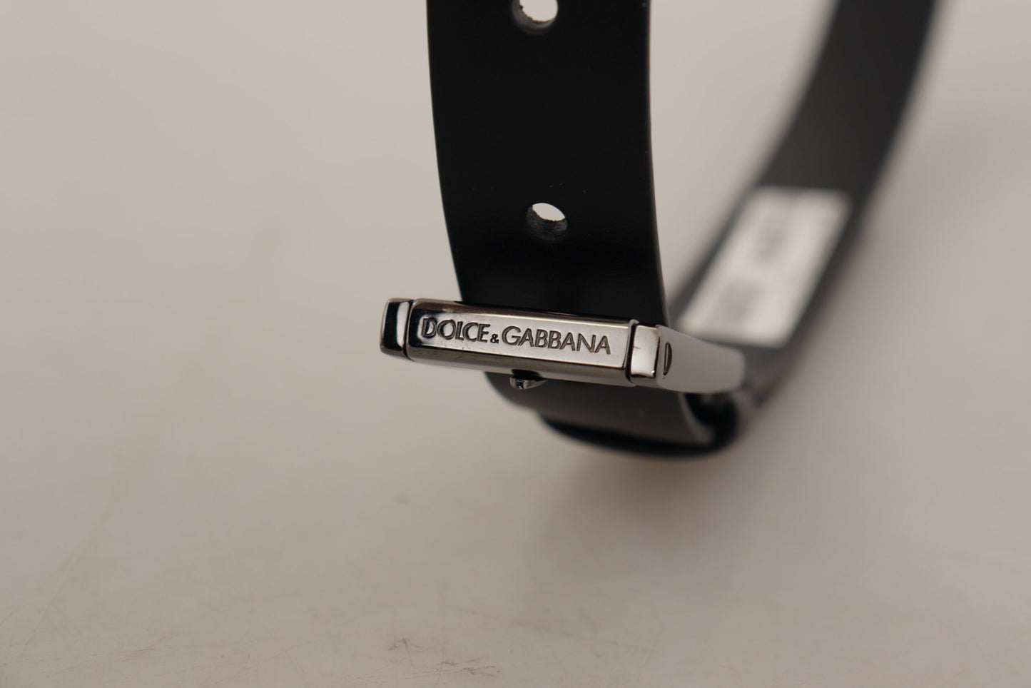 Dolce & Gabbana Black Calf Leather Vintage Steel Logo Buckle Belt