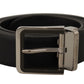 Dolce & Gabbana Black Calf Leather Logo Engraved Metal Buckle Belt