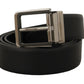 Dolce & Gabbana Black Calf Leather Logo Engraved Metal Buckle Belt