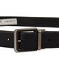 Dolce & Gabbana Black Calf Leather Logo Engraved Metal Buckle Belt