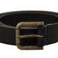 Dolce & Gabbana Black Calf Leather Logo Brass Metal Buckle Belt