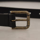 Dolce & Gabbana Black Calf Leather Logo Brass Metal Buckle Belt