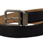 Dolce & Gabbana Black Calf Leather Logo Engraved Metal Buckle Belt