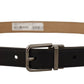 Dolce & Gabbana Black Calf Leather Logo Engraved Metal Buckle Belt