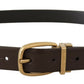 Dolce & Gabbana Brown Calf Leather Gold Tone Metal Buckle Belt