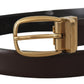 Dolce & Gabbana Brown Calf Leather Gold Tone Metal Buckle Belt