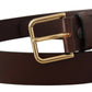 Dolce & Gabbana Brown Plain Calf Leather Gold Tone Buckle Belt