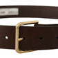 Dolce & Gabbana Brown Plain Calf Leather Gold Tone Buckle Belt