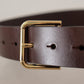 Dolce & Gabbana Brown Plain Calf Leather Gold Tone Buckle Belt