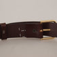 Dolce & Gabbana Brown Plain Calf Leather Gold Tone Buckle Belt