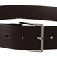 Dolce & Gabbana Brown Solid Calf Leather Logo Metal Buckle Belt