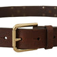 Dolce & Gabbana Brown Leather Studded Gold Tone Metal Buckle Belt