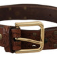 Dolce & Gabbana Brown Leather Floral Studded Metal Buckle Belt