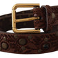 Dolce & Gabbana Brown Calf Leather Embossed Gold Metal Buckle