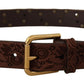 Dolce & Gabbana Brown Calf Leather Embossed Gold Metal Buckle