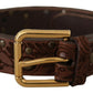 Dolce & Gabbana Brown Calf Leather Embossed Gold Metal Buckle