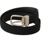 Dolce & Gabbana Belt Black Calf Leather Silver Tone Metal Buckle