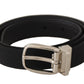 Dolce & Gabbana Belt Black Calf Leather Silver Tone Metal Buckle