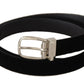 Dolce & Gabbana Black Casual Velvet Silver Tone Metal Buckle Belt