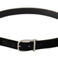 Dolce & Gabbana Black Casual Velvet Silver Tone Metal Buckle Belt