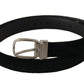 Dolce & Gabbana Black Classic Velvet Silver Tone Metal Buckle Belt