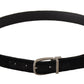 Dolce & Gabbana Black Classic Velvet Silver Tone Metal Buckle Belt