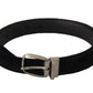 Dolce & Gabbana Black Classic Velvet Silver Tone Metal Buckle Belt