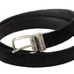 Dolce & Gabbana Black Velvet Silver Tone Logo Metal Buckle Belt