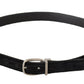 Dolce & Gabbana Black Velvet Silver Tone Logo Metal Buckle Belt