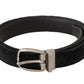 Dolce & Gabbana Black Velvet Silver Tone Logo Metal Buckle Belt