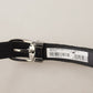 Dolce & Gabbana Black Velvet Silver Tone Logo Metal Buckle Belt