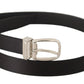 Dolce & Gabbana Black Canvas Leather Silver Logo Metal Buckle Belt