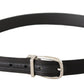 Dolce & Gabbana Black Canvas Leather Silver Logo Metal Buckle Belt