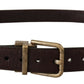 Dolce & Gabbana Brown Calf Leather Vintage Logo Metal Buckle Belt