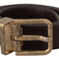 Dolce & Gabbana Brown Calf Leather Vintage Logo Metal Buckle Belt