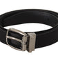 Dolce & Gabbana Black Calf Leather Silver Logo Metal Buckle Belt