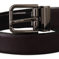 Dolce & Gabbana Dark Purple Leather Box Borchia Metal Buckle Belt