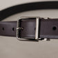 Dolce & Gabbana Dark Purple Leather Box Borchia Metal Buckle Belt