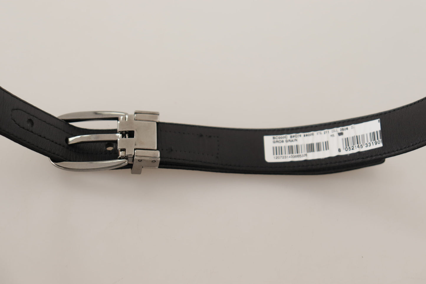 Dolce & Gabbana Black Grosgrain Leather Silver Tone Metal Buckle Belt