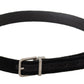 Dolce & Gabbana Black Casual Velvet Silver Metal Logo Buckle Belt