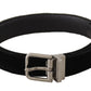 Dolce & Gabbana Black Velvet Silver Tone Logo Metal Buckle Belt