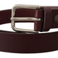 Dolce & Gabbana Maroon Calf Leather Silver Tone Metal Buckle Belt