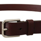 Dolce & Gabbana Maroon Calf Leather Silver Tone Metal Buckle Belt