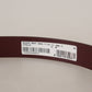 Dolce & Gabbana Maroon Calf Leather Silver Tone Metal Buckle Belt