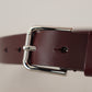 Dolce & Gabbana Maroon Calf Leather Silver Tone Metal Buckle Belt